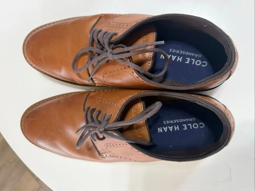 Cole Haan Grand Series Lace Up Oxford Loafer Brown Leather Office Prep Size 10.5